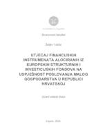 Utjecaj financijskih instrumenata alociranih iz europskih strukturnih i investicijskih fondova na uspješnost poslovanja malog gospodarstva u Republici Hrvatskoj