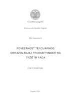 Povezanost tercijarnog obrazovanja i produktivnosti na tržištu rada