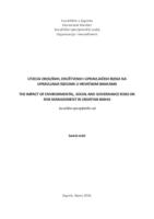 Utjecaj okolišnih, društvenih i upravljačkih rizika na upravljanje rizicima u hrvatskim bankama