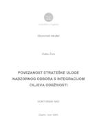 Povezanost strateške uloge nadzornog odbora s integracijom ciljeva održivosti