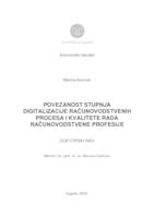 Povezanost stupnja digitalizacije računovodstvenih procesa i kvalitete rada računovodstvene profesije