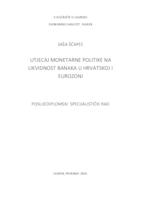 Utjecaj monetarne politike na likvidnost banaka u Hrvatskoj i Eurozoni 