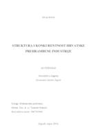 STRUKTURA I KONKURENTNOST HRVATSKE PREHRAMBENE INDUSTRIJE
