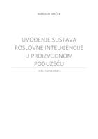 UVOĐENJE SUSTAVA POSLOVNE INTELIGENCIJE U PROIZVODNOM PODUZEĆU