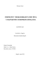 FERTILITET VISOKOOBRAZOVANIH ŽENA U RAZVIJENIM EUROPSKIM ZEMLJAMA