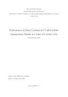 Performance of Mean-Variance & CVaR Portfolio Optimization Models in a Time of Corona Crisis