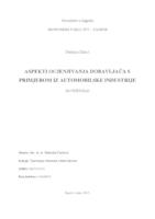Aspekti ocjenjivanja dobavljača s primjerom iz automobilske industrije