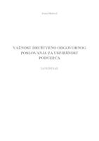 VAŽNOST DRUŠTVENO ODGOVORNOG POSLOVANJA ZA USPJEŠNOST PODUZEĆA