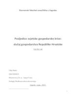 Posljedice svjetske gospodarske krize:slučaj gospodarstva Republike Hrvatske