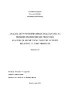 Analiza aktivnosti industrije oglašavanja na primjeru prehrambenih proizvoda