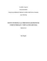 MOTIVI POTROŠAČA ZA ŠIRENJEM ELEKTRONIČKE USMENE PREDAJE U VIRTUALNIM GRUPAMA