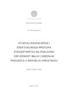 Utjecaj kauzalnoga i efektualnoga pristupa poduzetništvu na poslovnu uspješnost malih i srednjih poduzeća u Republici Hrvatskoj