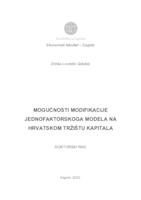 Mogućnosti modifikacije jednofaktorskoga modela na hrvatskom tržištu kapitala