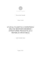 Utjecaj članstva u Europskoj uniji na makroekonomske i strukturne pokazatelje u Republici Hrvatskoj