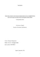 The influence of human resources on competitive advantage in croatian banking industry