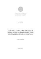 prikaz prve stranice dokumenta Odrednice i koristi implementacije norme ISO 9001 u javnozdravstvenim ustanovama u Republici Hrvatskoj