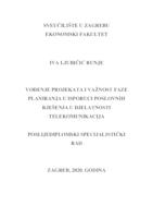 prikaz prve stranice dokumenta Vođenje projekata i važnost faze planiranja u isporuci poslovnih rješenja u djelatnosti telekomunikacija