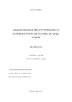 prikaz prve stranice dokumenta Analiza bilanca tekućih transakcija u Republici Hrvatskoj od 1995.-2011. godine