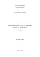prikaz prve stranice dokumenta Analiza kreditne politike banaka u Republici Hrvatskoj