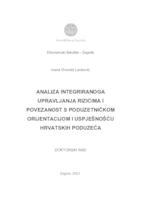 prikaz prve stranice dokumenta Analiza integriranoga upravljanja rizicima i povezanost s poduzetničkom orijentacijom i uspješnošću hrvatskih poduzeća